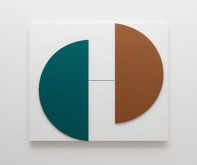 Minimalist art of two overlapping shapes or colors symbolizing duality.